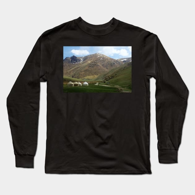 Yurts in Kyrgyzstan Long Sleeve T-Shirt by SHappe